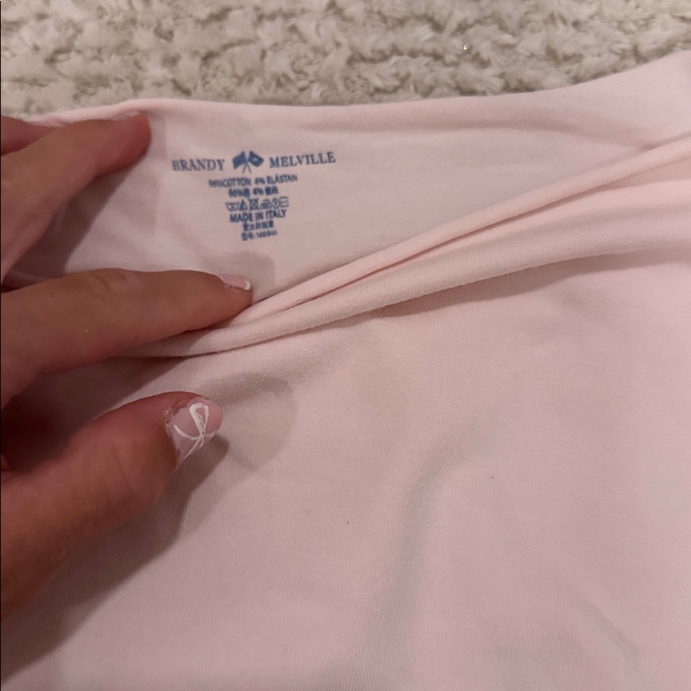 Brandy Melville Pale Pink Long-Sleeve Boatneck Top - Picture 2 of 2